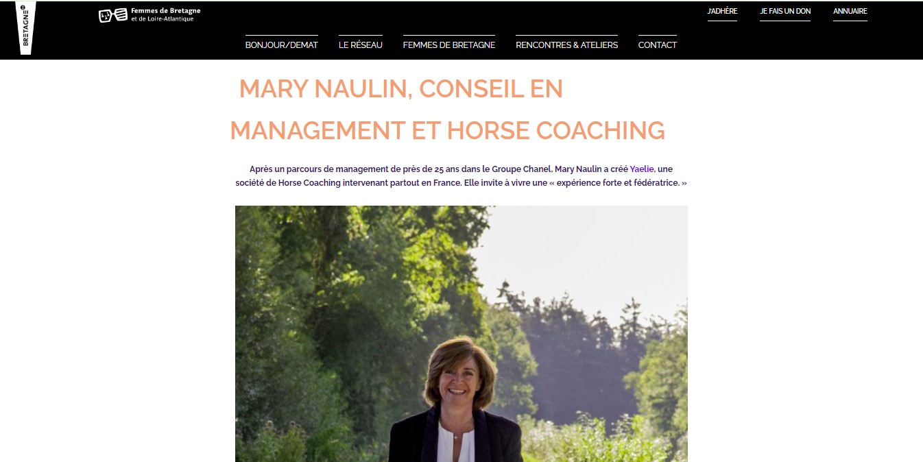 Article de presse sur Femmes de Bretagne - MARY NAULIN, CONSEIL EN MANAGEMENT ET HORSE COACHING